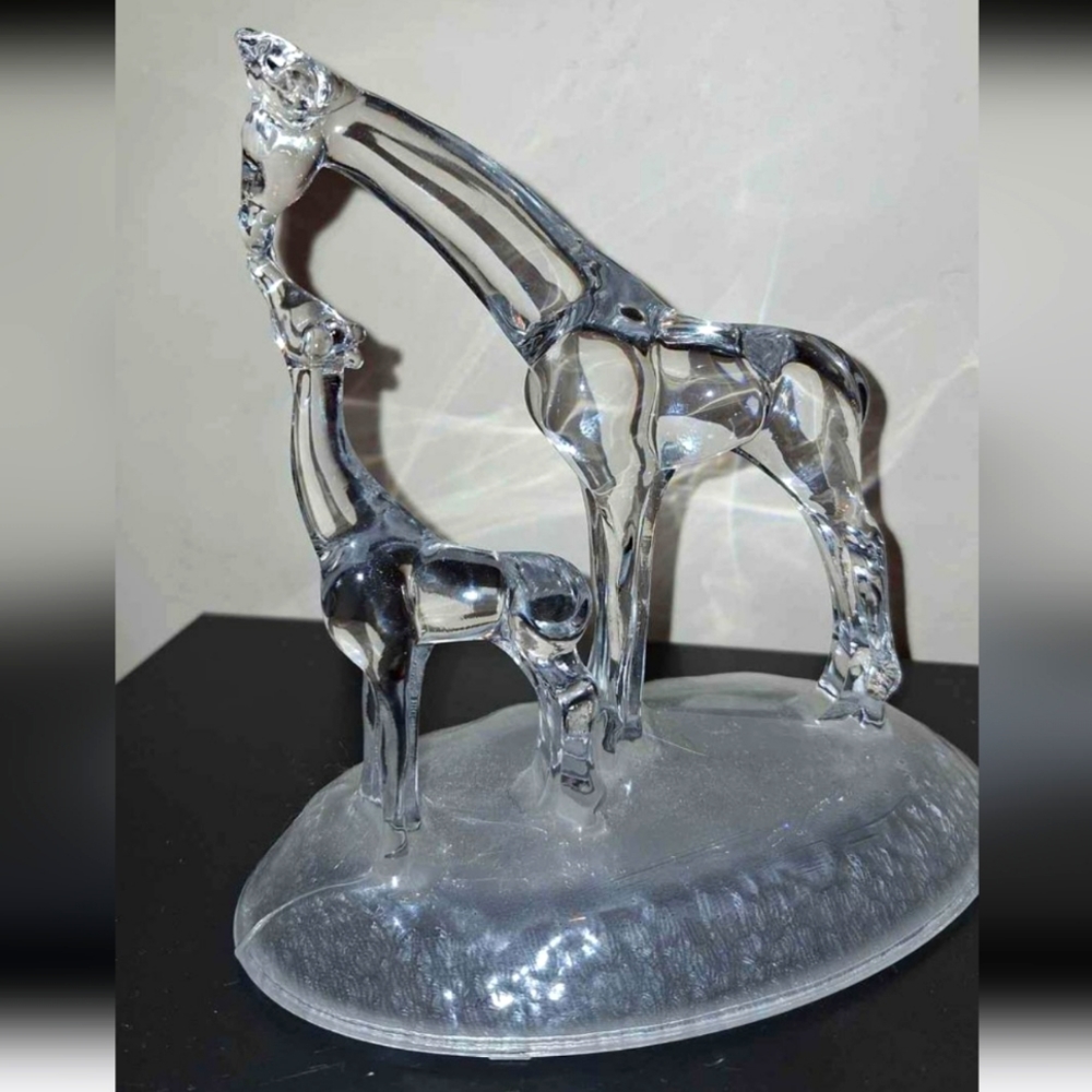 D'arques Art RARE French Crystal Giraffe and Baby